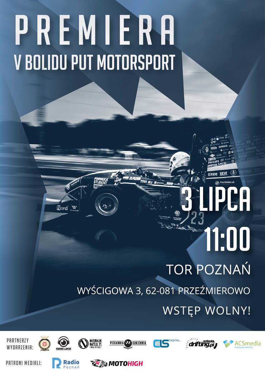 Premiera V bolidu PUT Motorsport - oficjalny plakat — kopia - Materiały prasowe