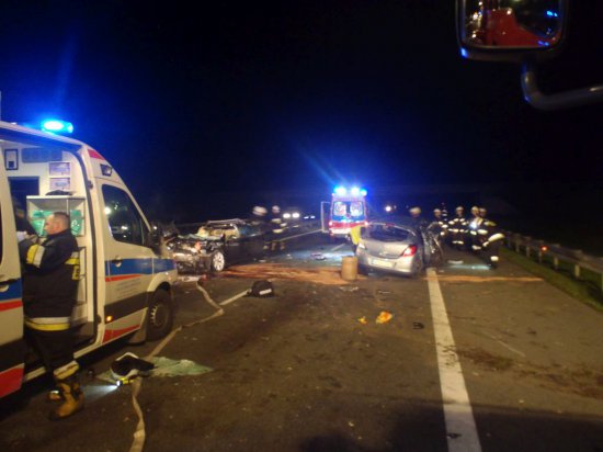 karambol na autostradzie - Straż Pożarna Poznań