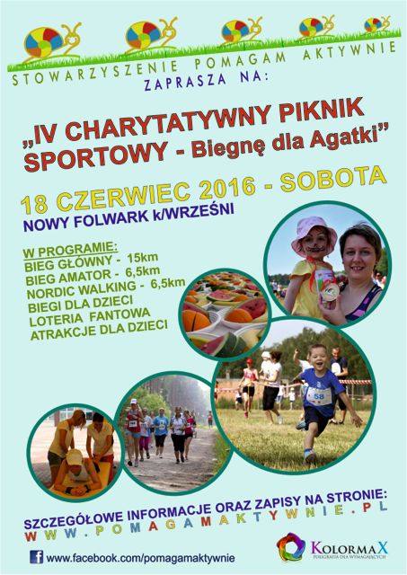 bieg dla Agatki - Stowarzyszenie Pomagam Atywnie