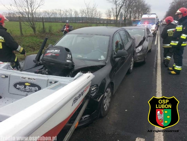 karambol z łodzią - OSP Luboń