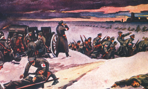 szturm na lotnisko w lawicy - obraz Leona Prauzińskiego