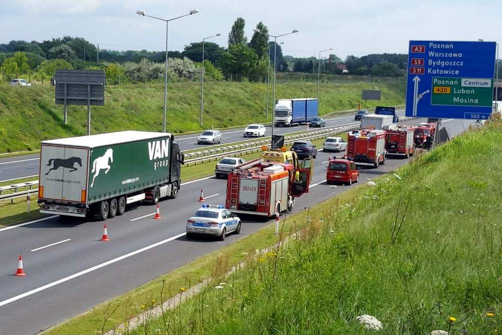 wypadek na a2 latem - Michał Jędrkowiak