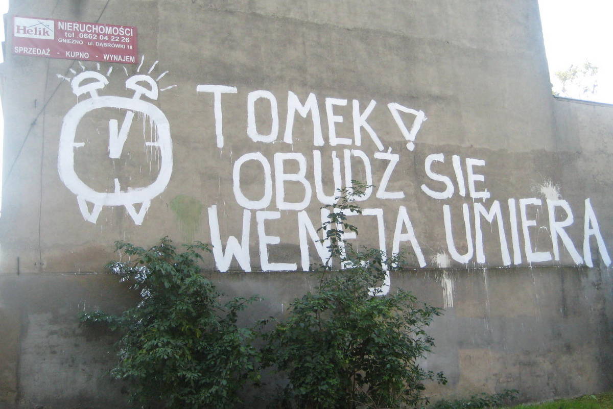napis na murze Gniezno - Rafał Muniak