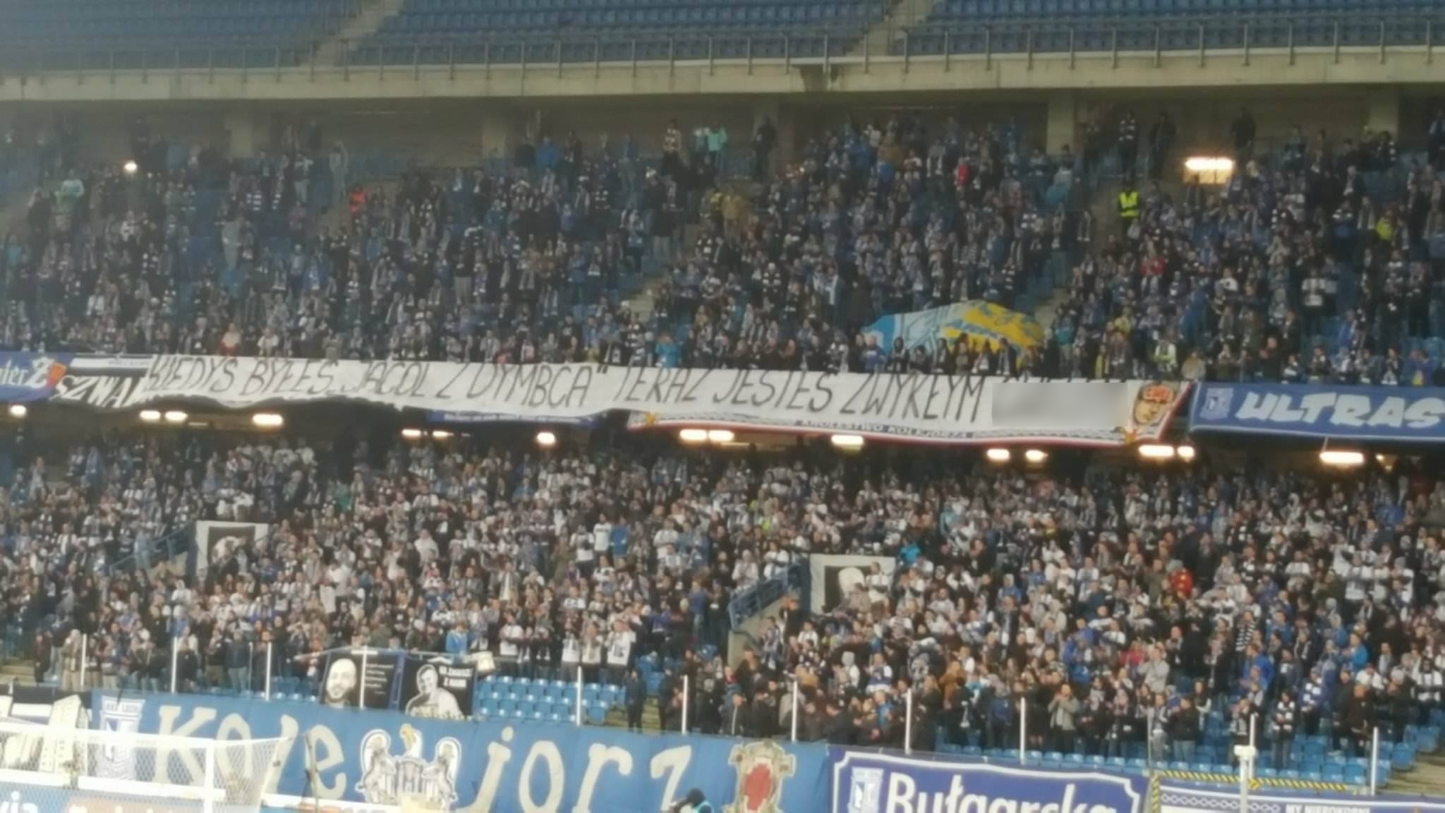 transparent kibiców Jacek Jaśkowiak mecz Lech Poznań - Wisła Płock - Joanna Kardasz-Dyc