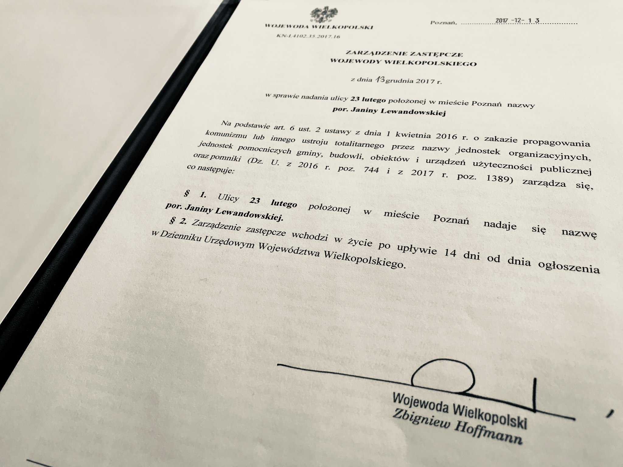 dekomunizacja ulic 23 lutego lewandowskiej - Zbigniew Hoffmann - Twitter