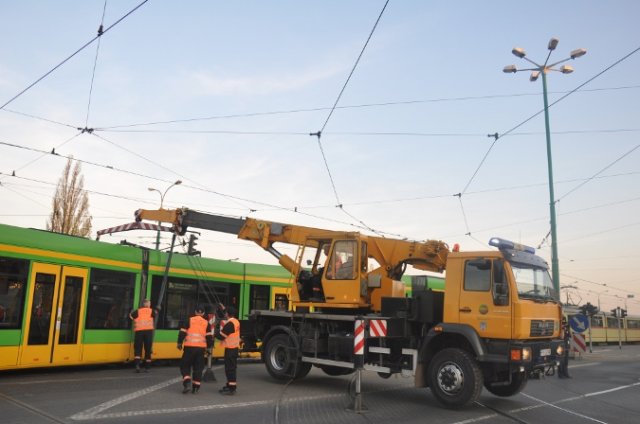 Wykolejony tramwaj typu Combino - MPK