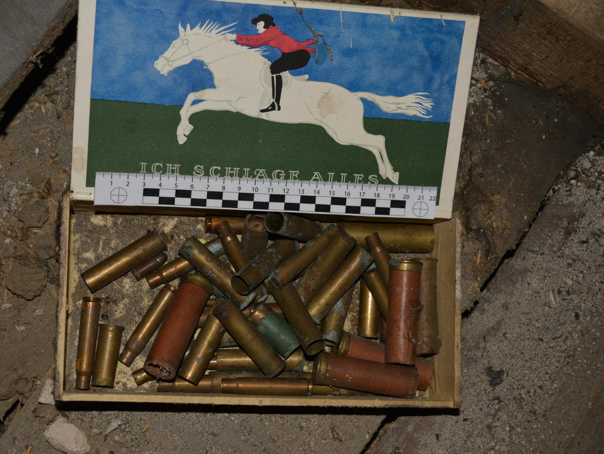 amunicja karabin mauser „Spandau” z 1917 roku w domu Złotów - Komenda Powiatowa Policji w Złotowie