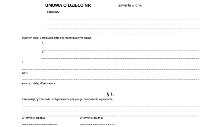 Umowa o dzieło - wzór