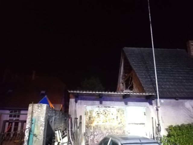 wiatr przewrócona ściana - OSP Głuszyna