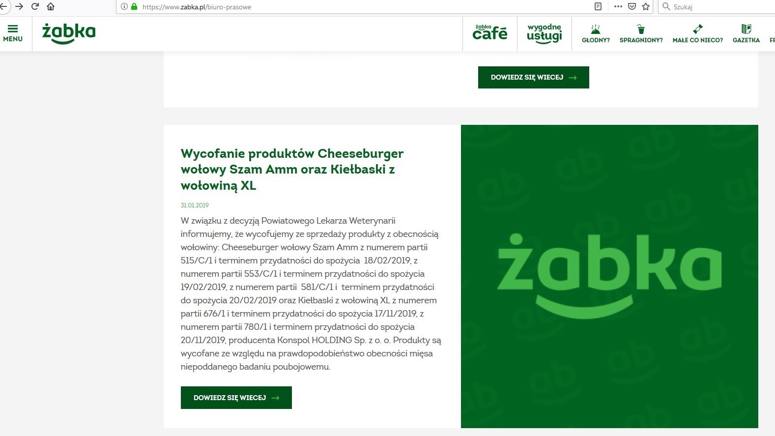 Zabka3 wycofanie - www.zabka.pl