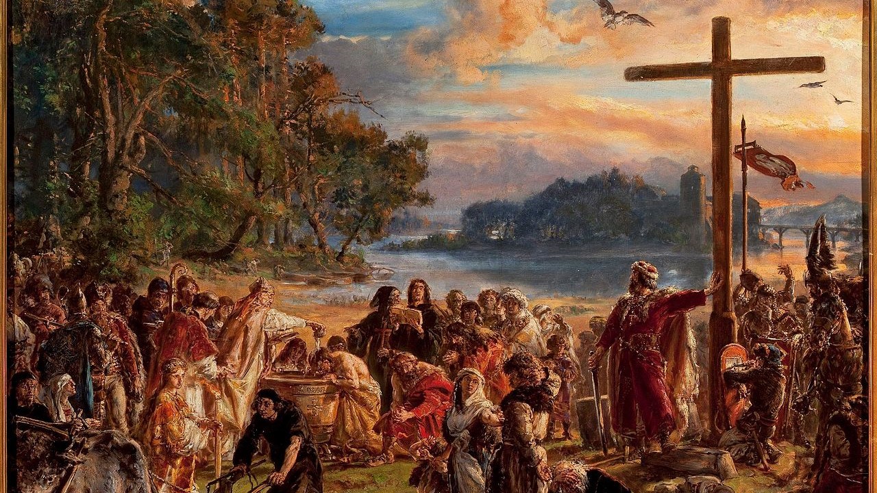 chrzest polski obraz - Domena publiczna