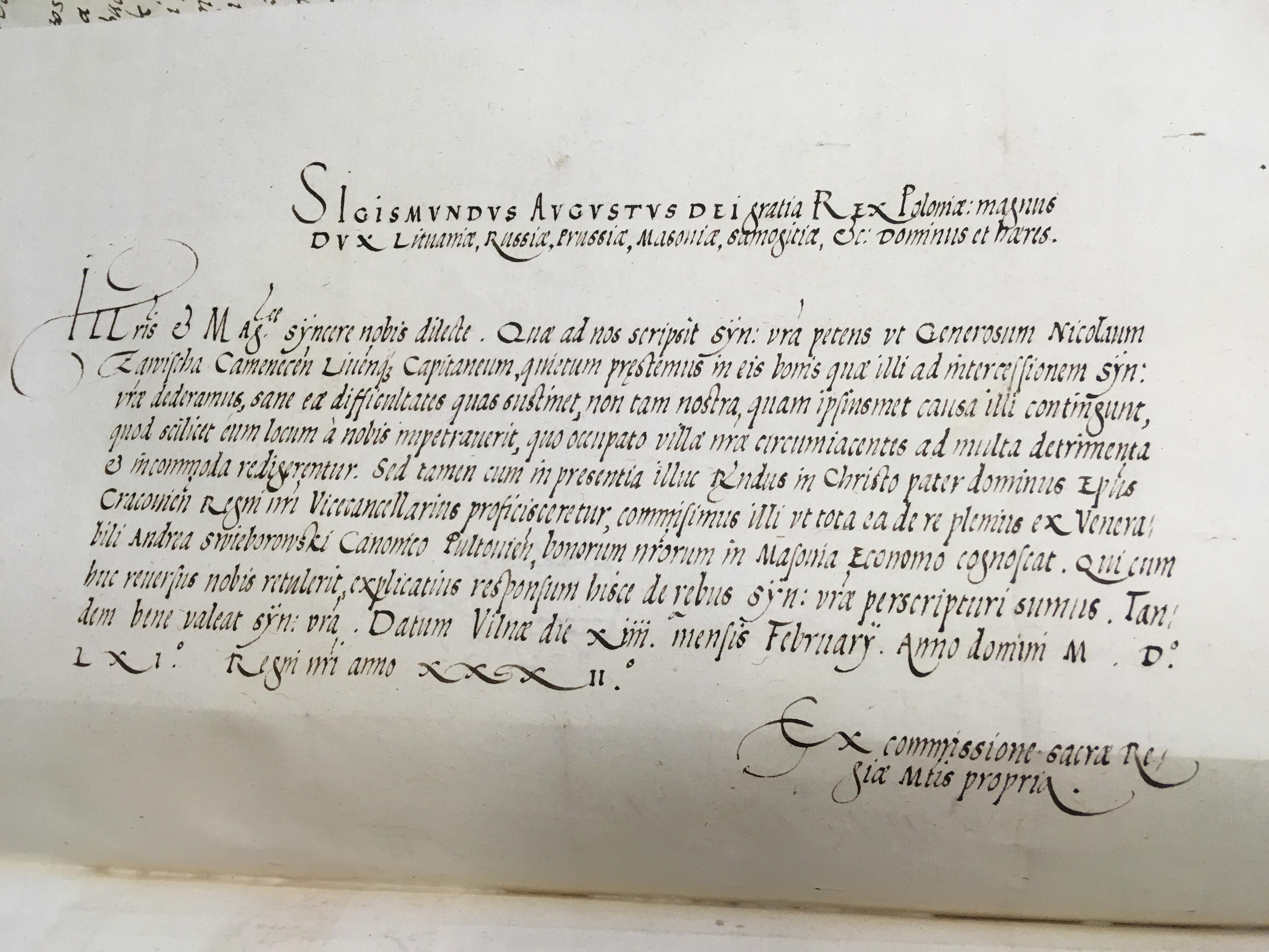 Pismo sekretarza Zygmunta Augusta/Fot. Jacek Butlewski