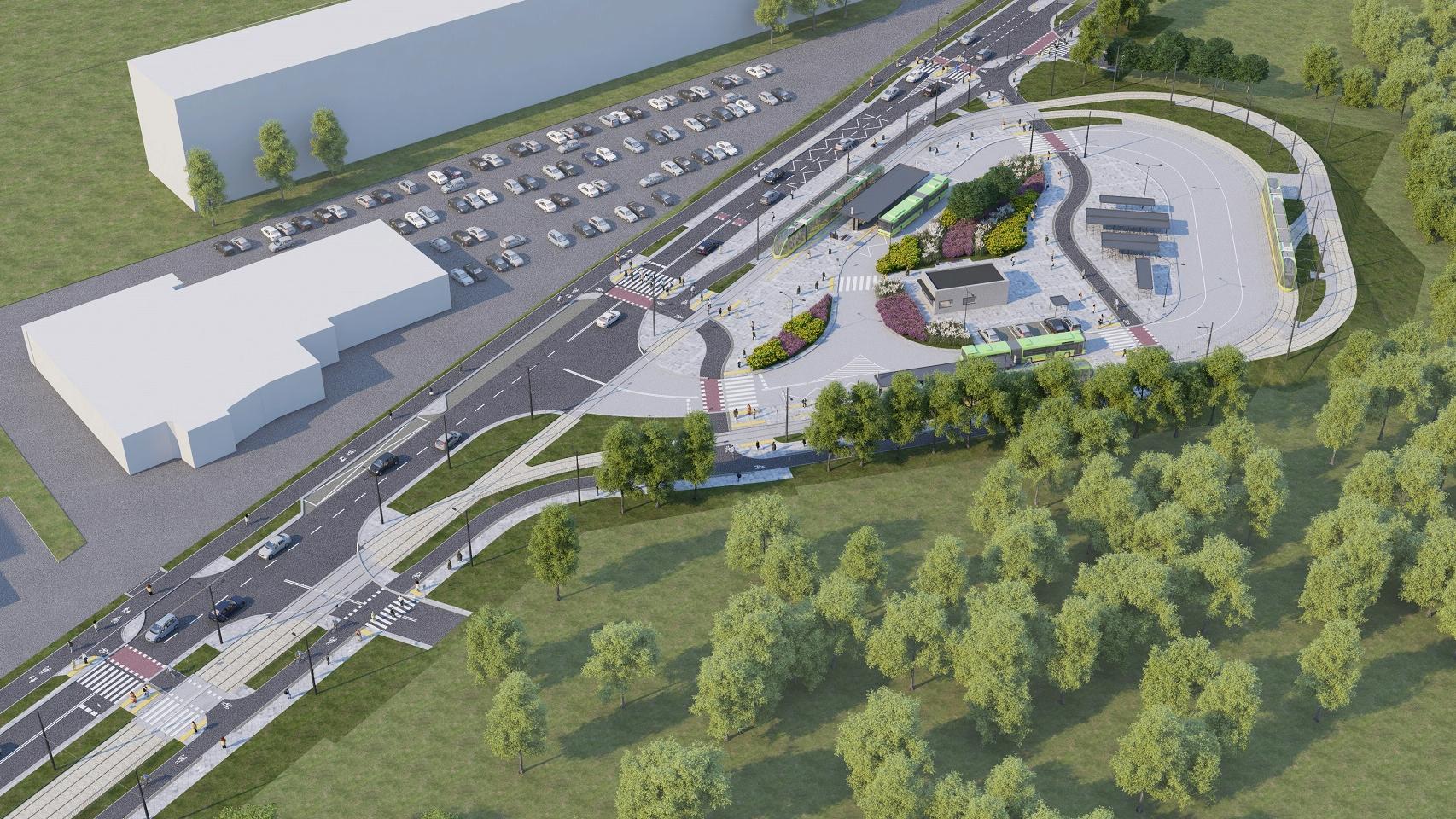 wizualizacja  trasy tramwajowej na ulicy Unii Lubelskiej - UMP