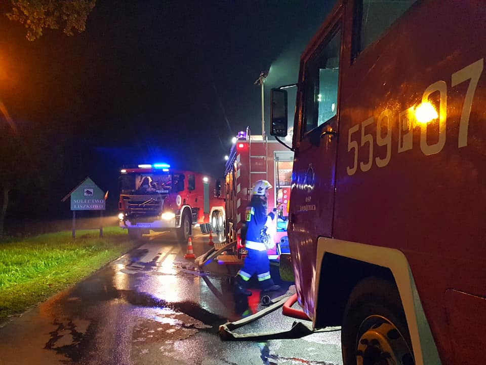 nocny pożar piła liszkowo - OSP Wyrzysk