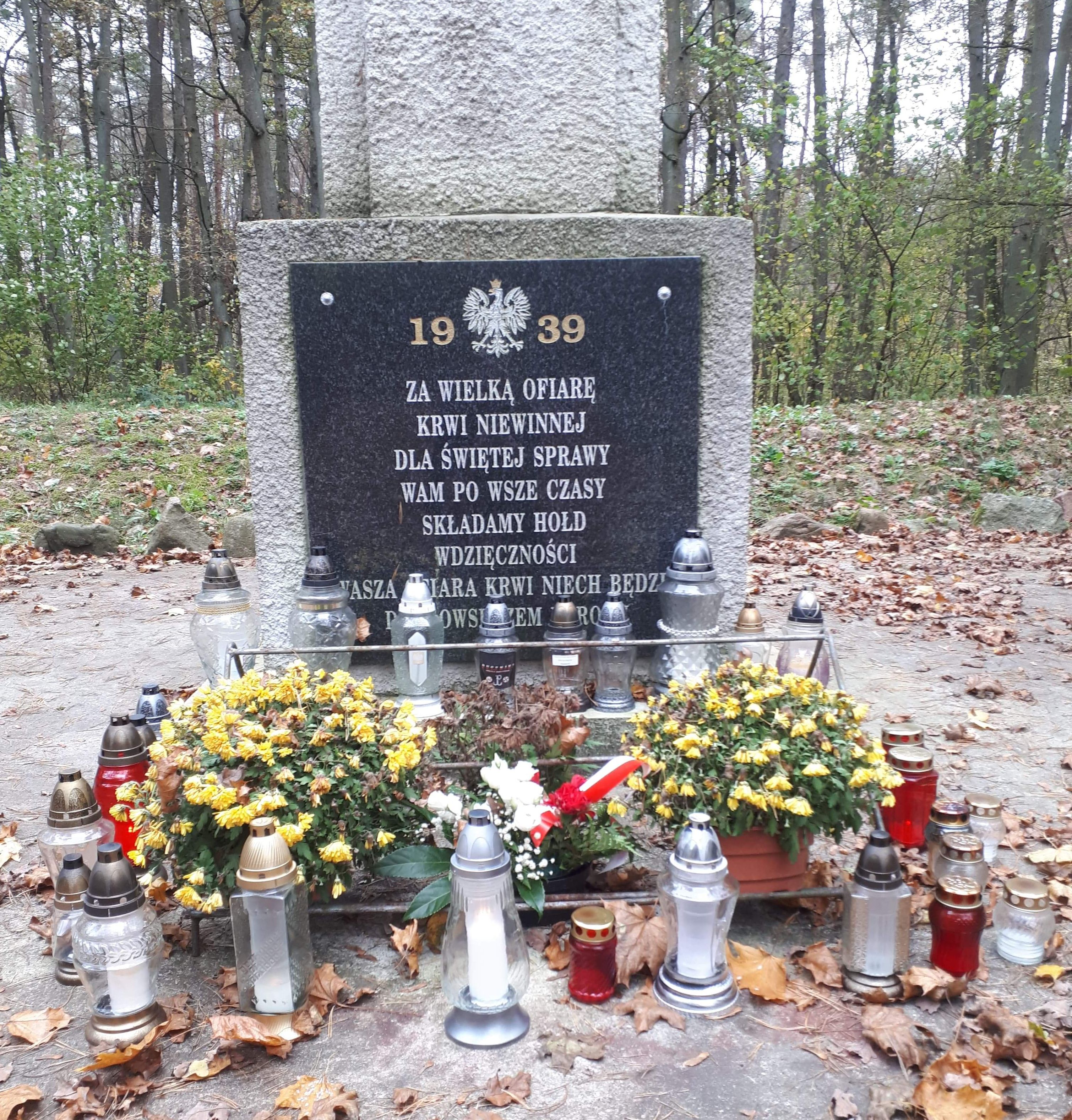 Znicze pod: Pomnikiem w Lesie Bytynskim k. Grzebieniska oraz pod pomnikiem Walk i Męczeństwa w Dusznikach - Towarzystwo Miłośników Ziemi Dusznickiej