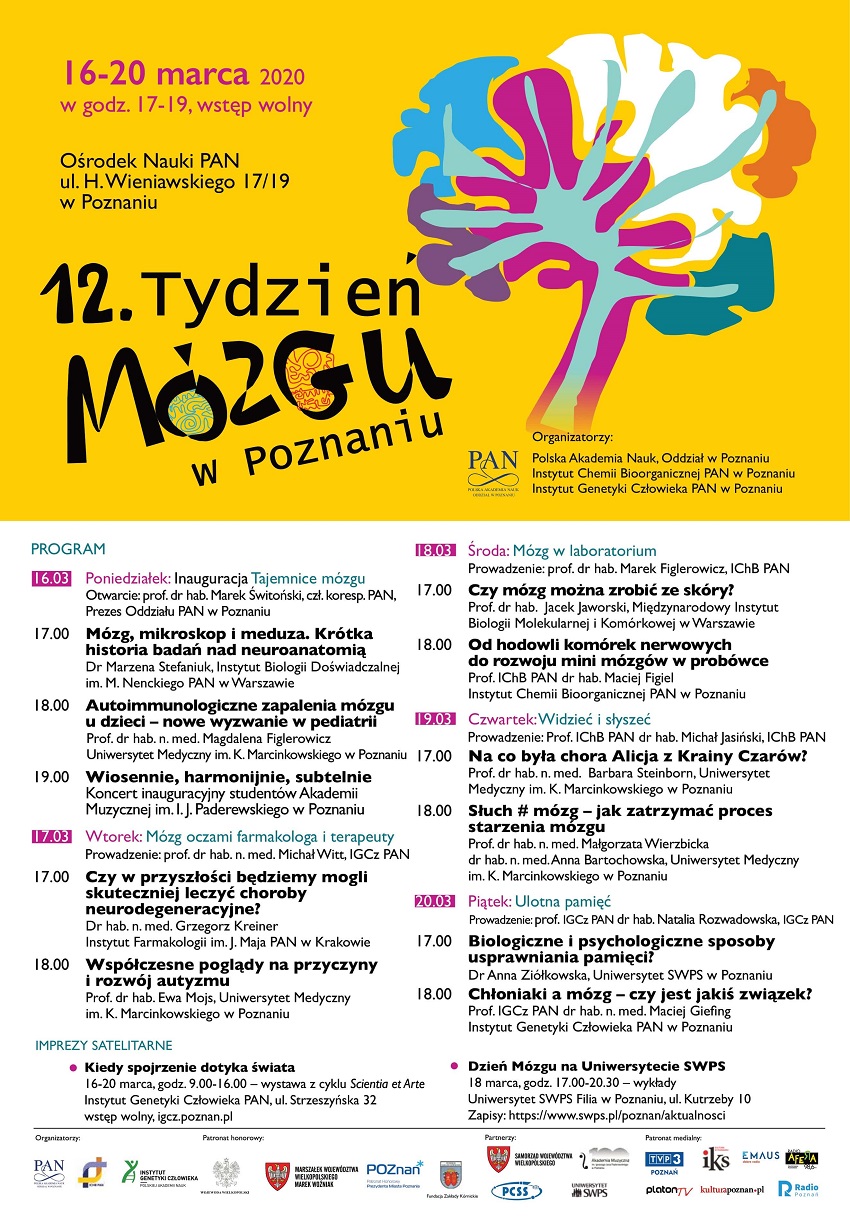 Plakat na 12 Tydzien Mózgu w Poznaniu - Materiały prasowe