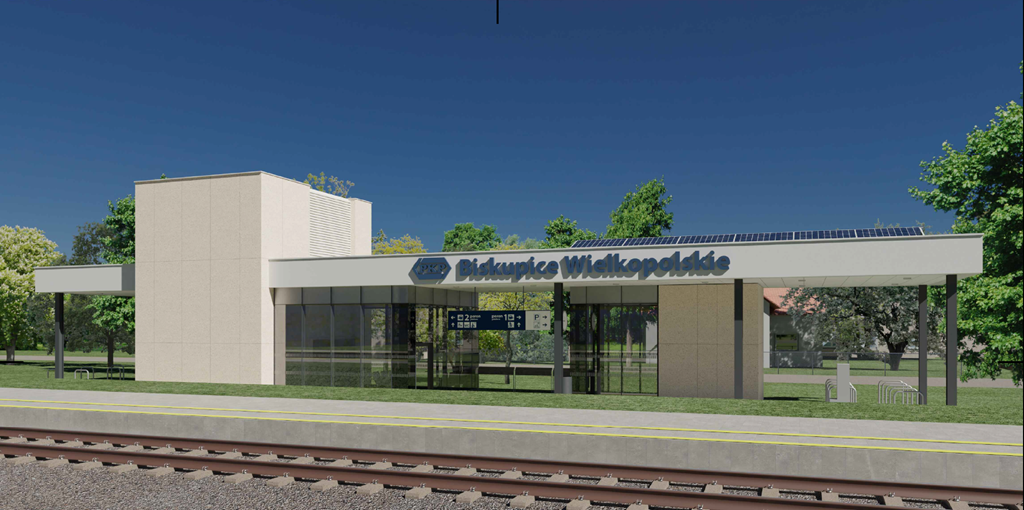 Biskupice Wielkopolskie - wizualizacja dworzec od strony torów - Materiały prasowe