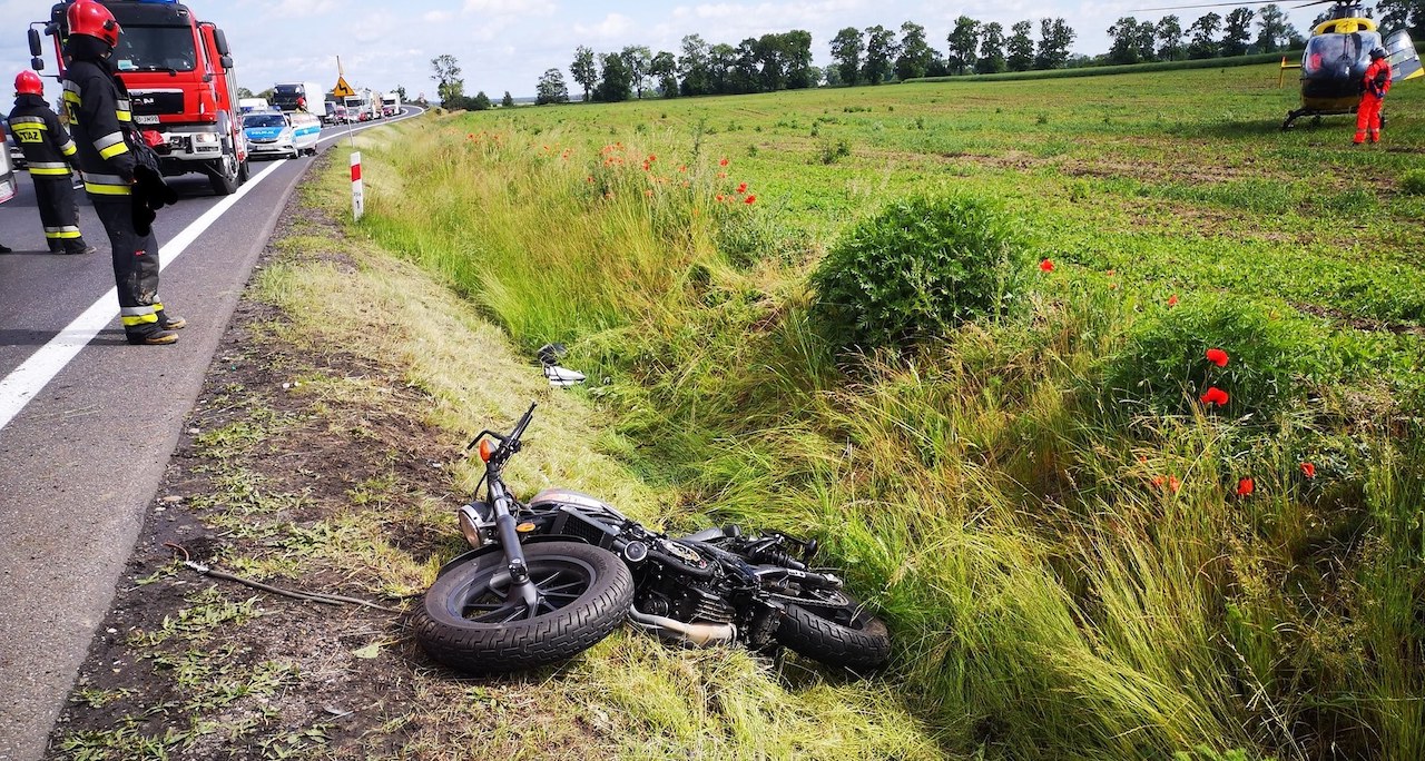 Ocieszyn wypadek motocyklista oborniki - OSP Ocieszyn