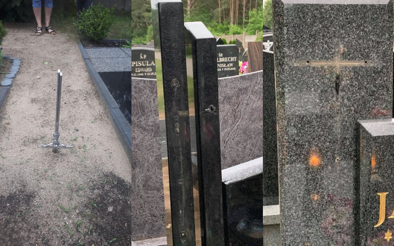 dewastacja cmentarz piła - Starosta pilski Eligiusz Komarowski - Facebook