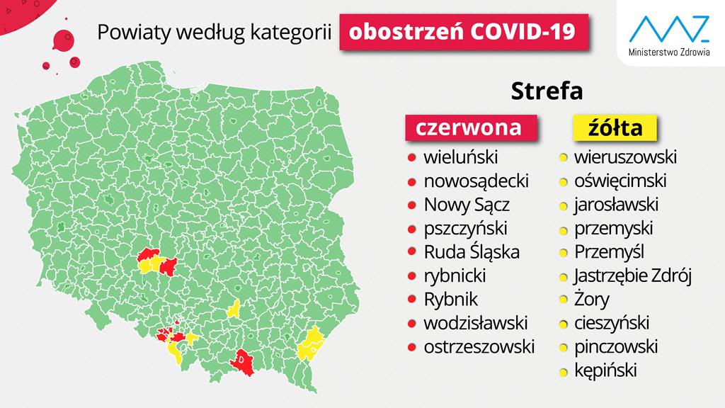 mapa obostrzeń powiaty  - TT: Ministerstwo Zdrowia