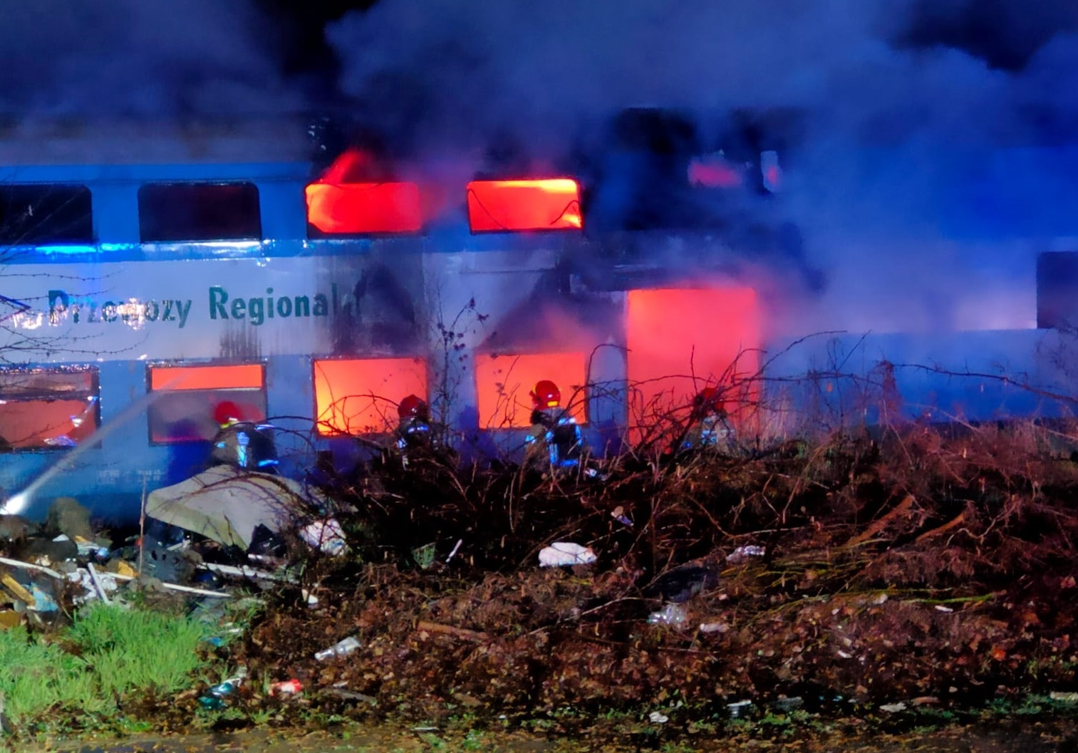 pożar wagonu leszno - KM PSP w Lesznie