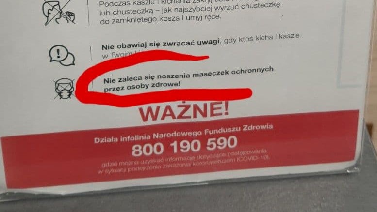 Plakaty zalecenia antycovidowe franowo błędne - Grzegorz Ługawiak - Radio Poznań