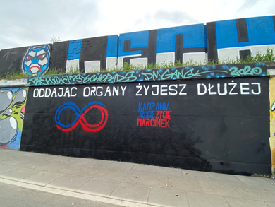 I LO w Poznaniu Grafitti na ulicy Hetmańskiej w Poznaniu Mural promujący ideę przeszczepów - Kampania Drugie Życie 
