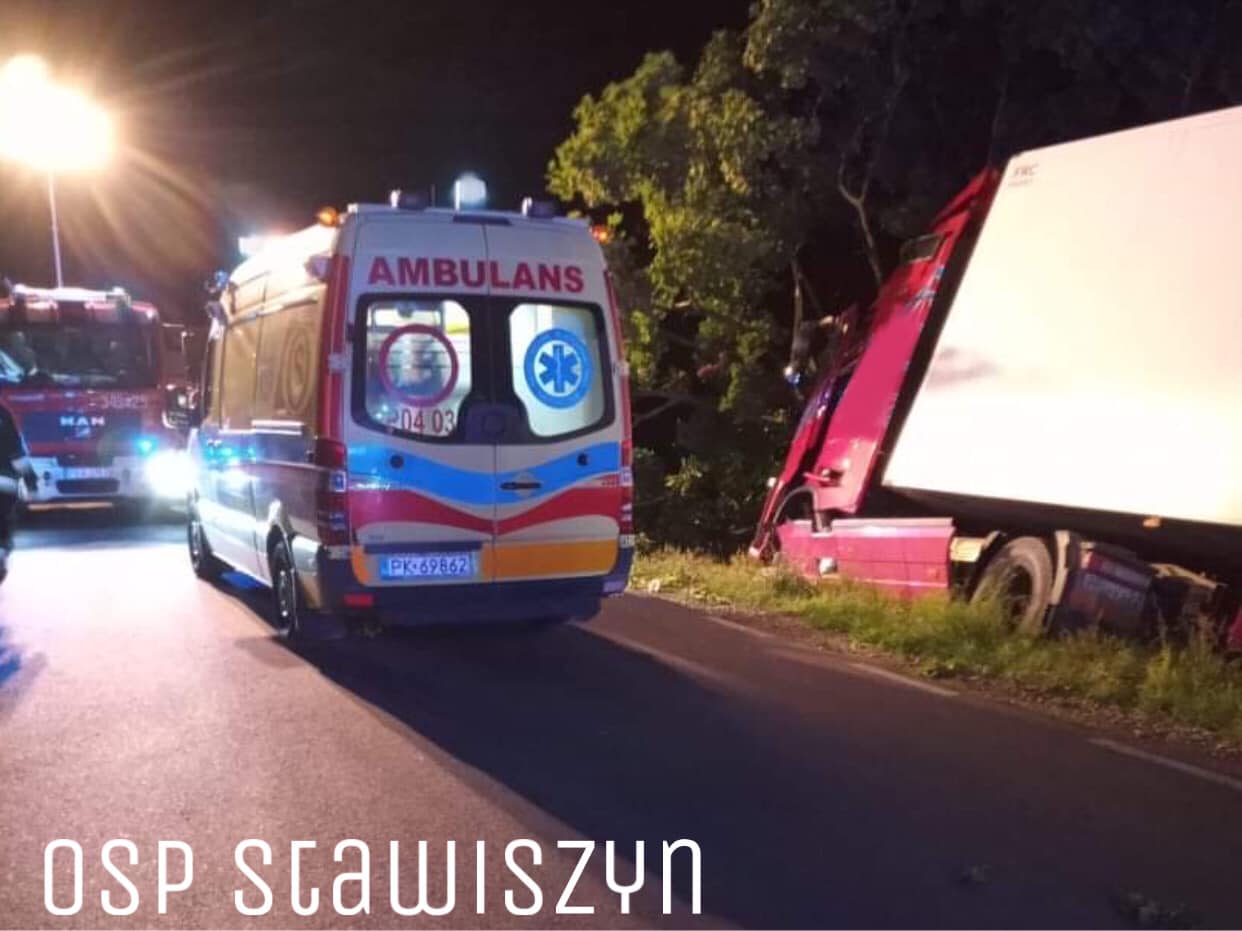 wypadek ciężarówka godziątkowo - OSP Stawiszyn 