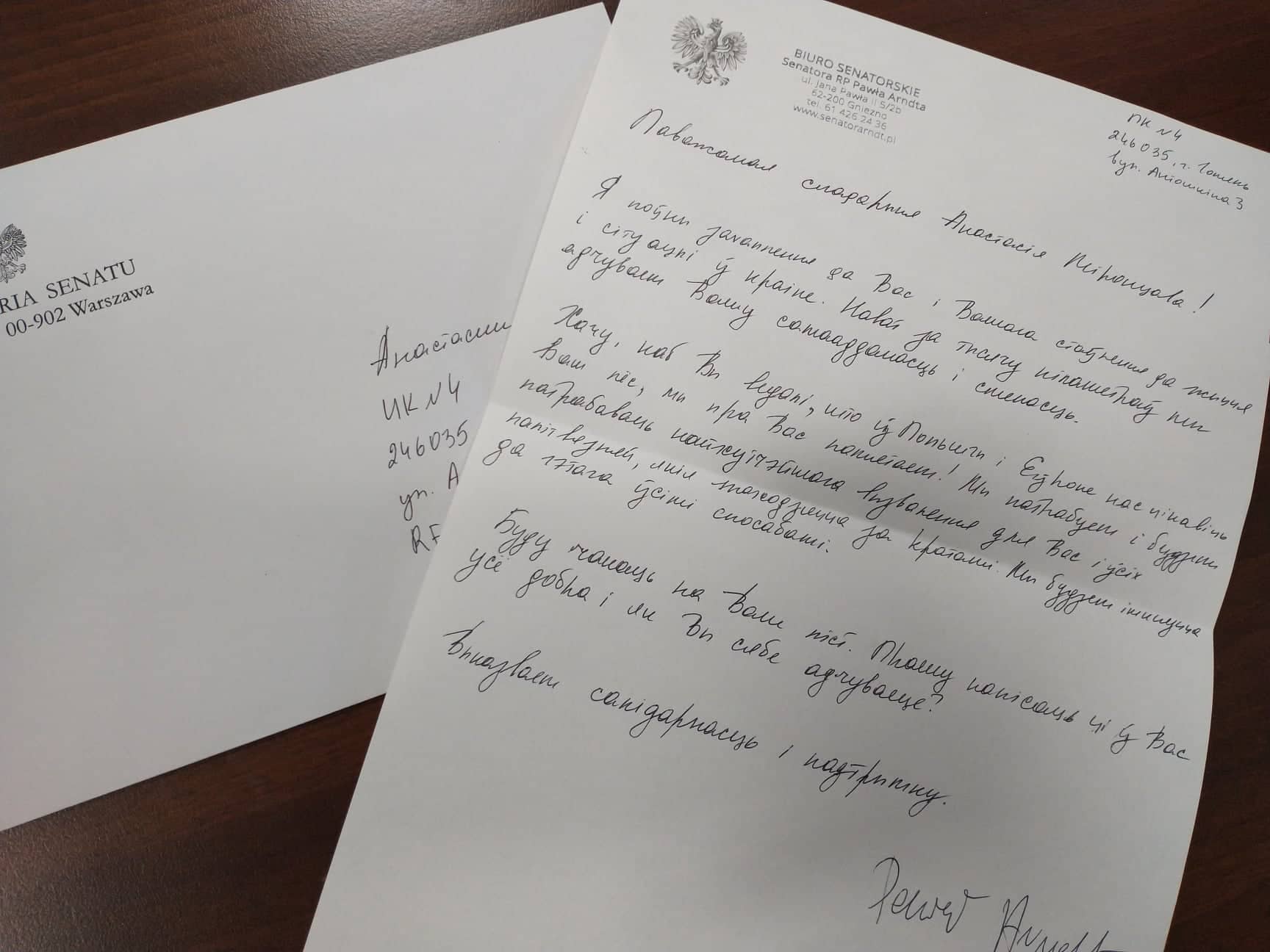 senatorowie piszą do więźniów politycznych  - FB: Paweł Arndt Senator RP