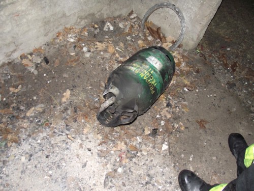 Wybuch butli z gazem - Straż Pożarna