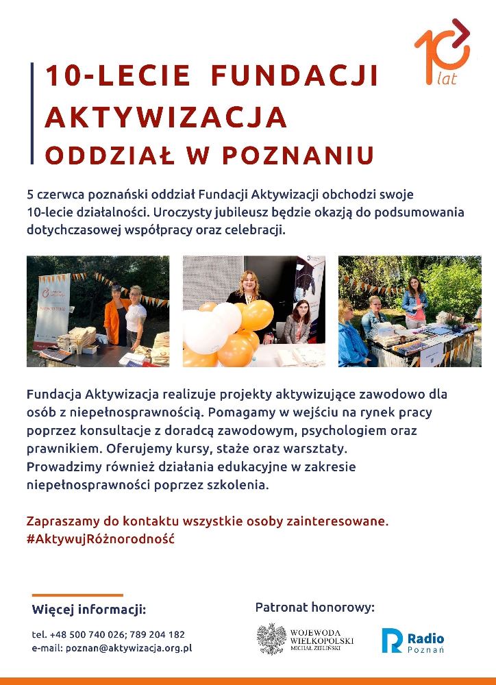 X-lecie Fundacji Aktywizacja w Poznaniu - Organizator