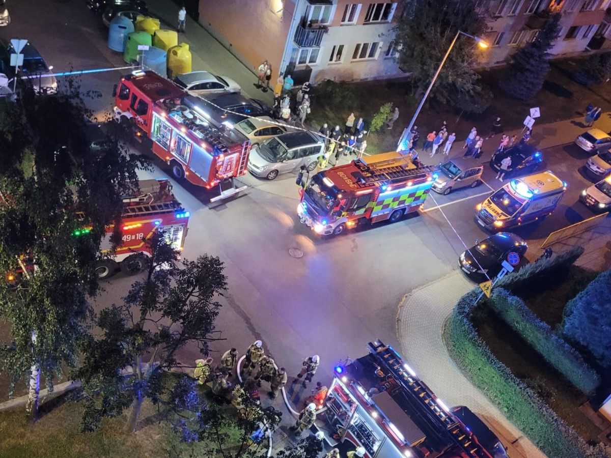 pożar bloku kalisz  - PSP Kalisz