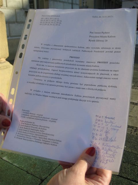 Protest ws. przedszkoli - Kalisz - Danuta Synkiewicz