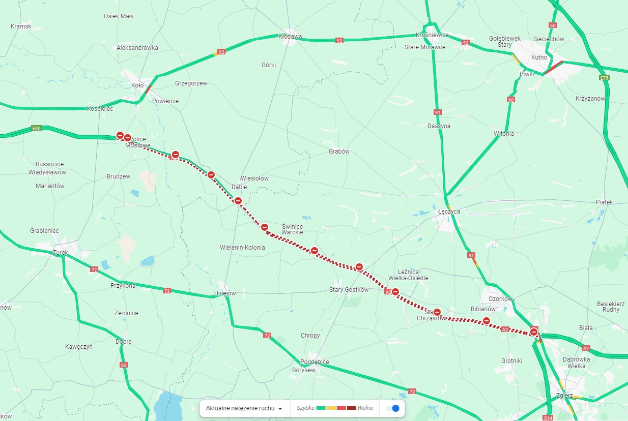 protest rolników a2 - Google Street View