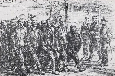 Dzień więźnia - obraz obozowy - http://www.mieczyslawkoscielniak.com