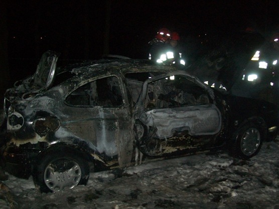 Spalony samochód - Słupca - Straż Pożarna/Słupca