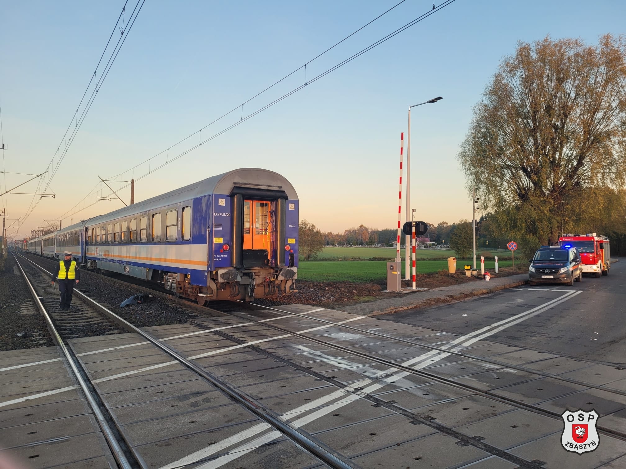 pociąg wypadek - OSP Zbąszyń