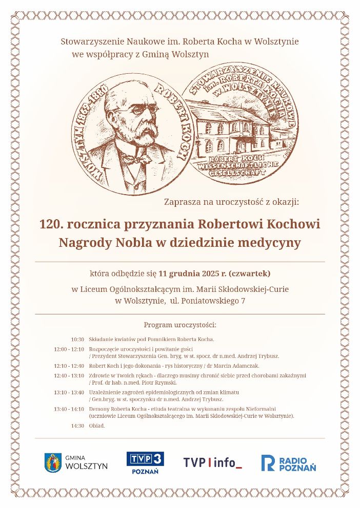 120. rocznica nadania Nagrody Nobla Robertowi Kochowi - Organizator