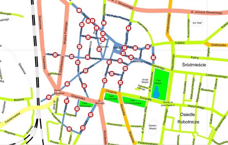 Mapka parkomatów Ostrów - UM Ostrów Wlkp.