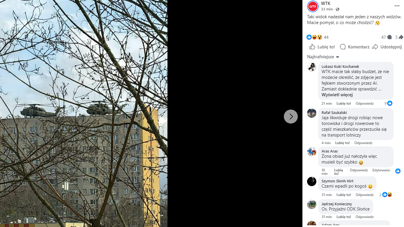 helikoptery blok wtk fake news - Screen FB: WTK