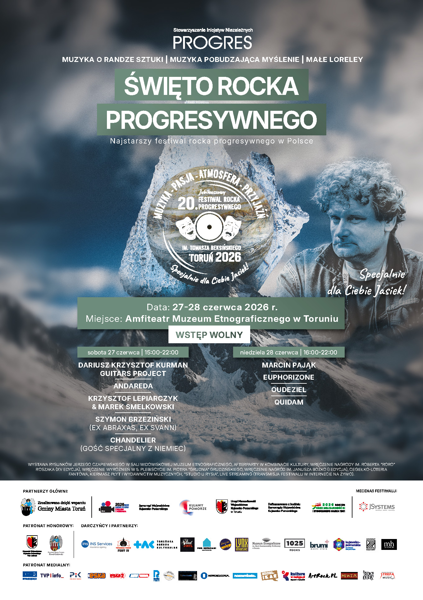 20. Jubileuszowy Festiwal Rocka Progresywnego im. Tomasza Beksińskiego w Toruniu 2026 - "Specjalnie dla Ciebie Jasiek!" - Organizator