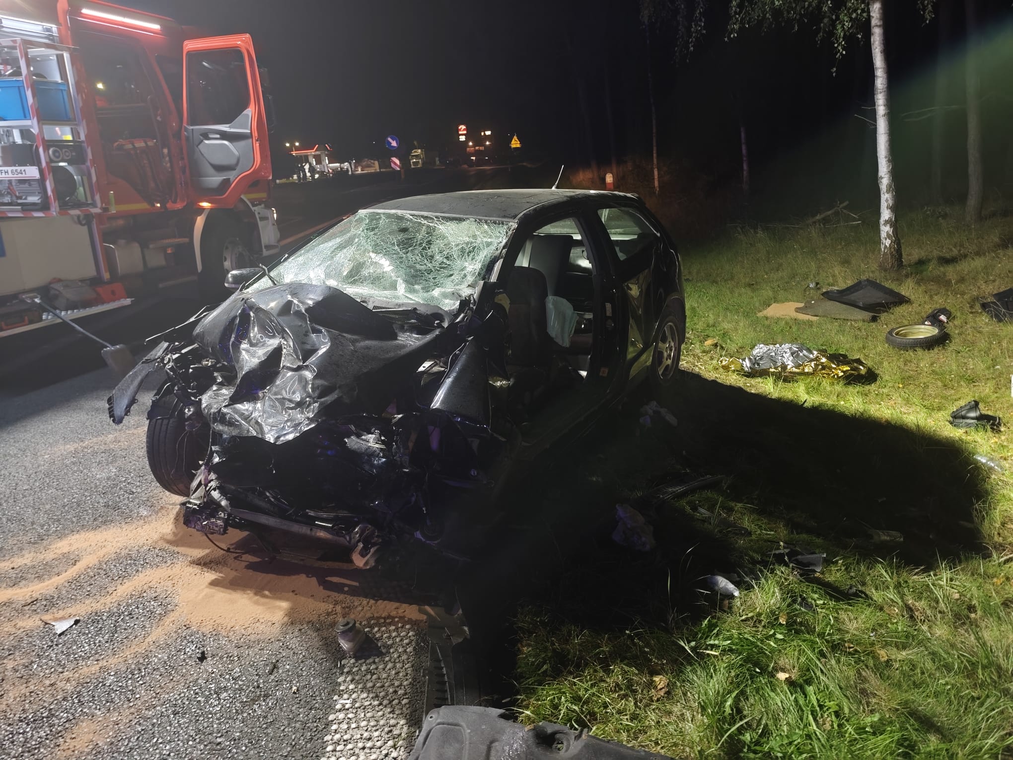wypadek dąbcze - PSP Leszno