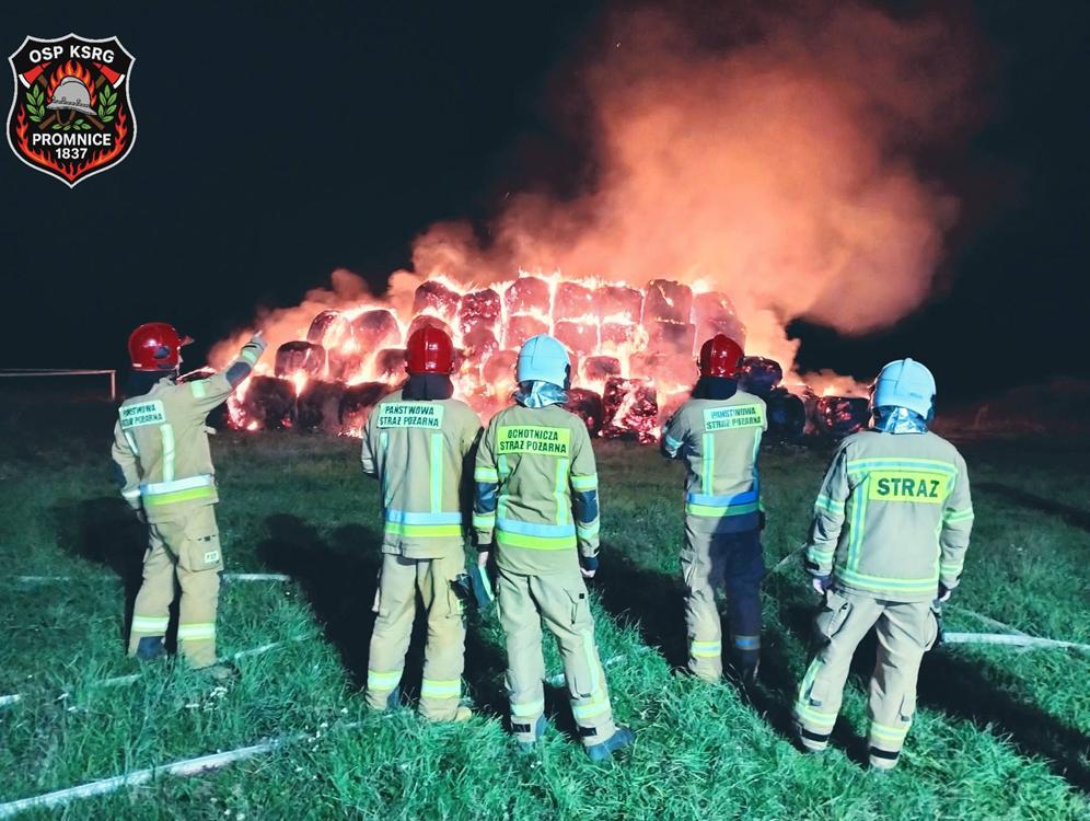 pożar słoma baloty owińska - OSP Promnice