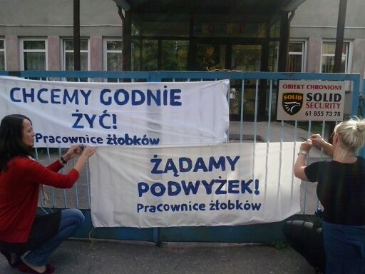 protest pracowników żłobków, podwyżki! - Aleksandra Włodarczyk