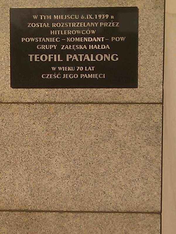 Płyta upamiętniająca Teofila Patalonga. Katowice-Załęże