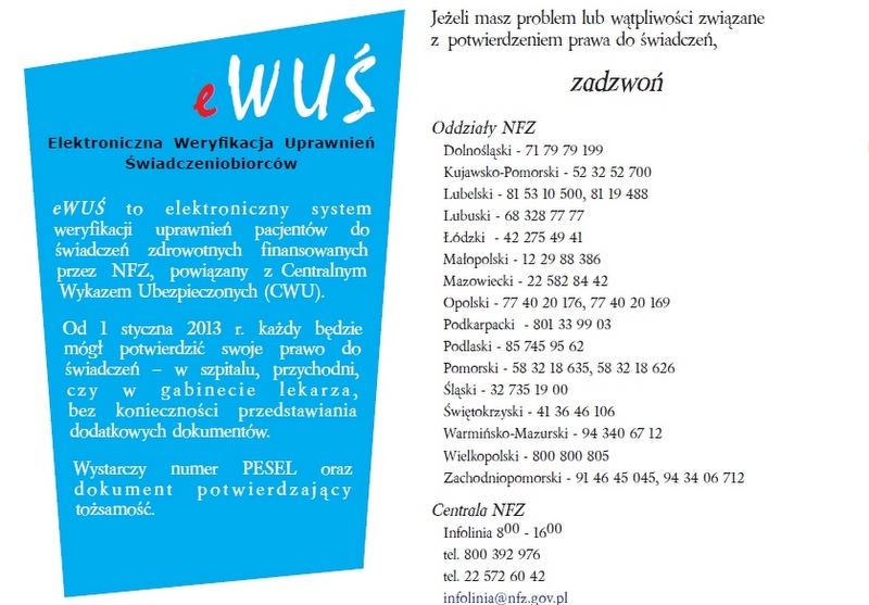Ewuś - ulotki NFZ - NFZ
