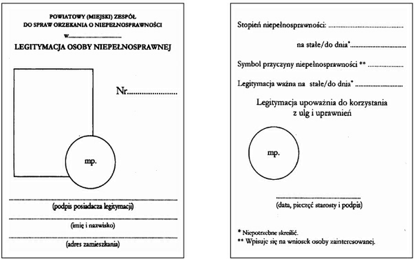 legitmacja stopień niepełnosprawności wzór