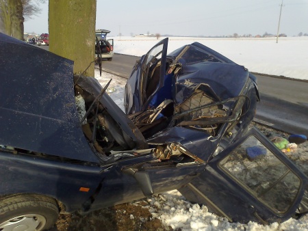 Wypadek zimowy - drzewo - Policja/Poznań