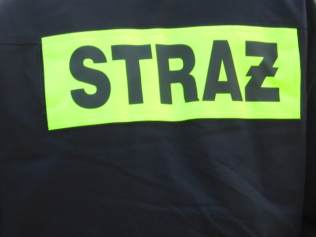 Straż pożarna, napis na kurtce - Adam Sołtysiak