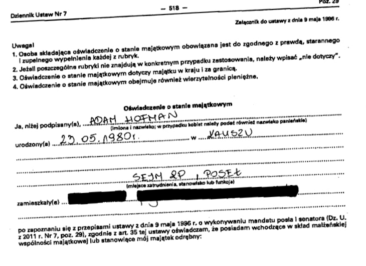 adam hofman_oswiadczenie - Sejm.gov.pl